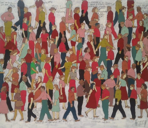 Strawberry Pedestrians 25x29