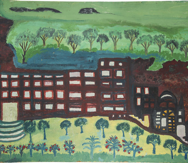 Cityscape on paneling 48x61sold